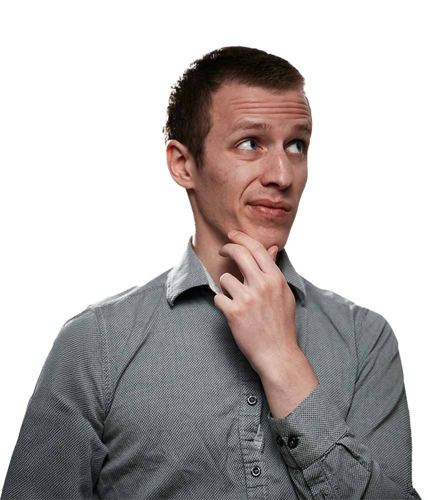 A man in a thinking pose